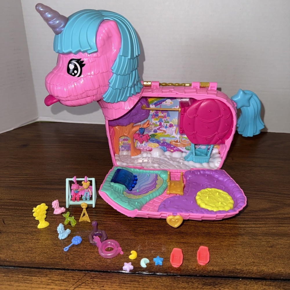 Polly Pocket 35th Anniversary Unicorn Partyland Playset Some Accessories Include - Picture 1 of 6